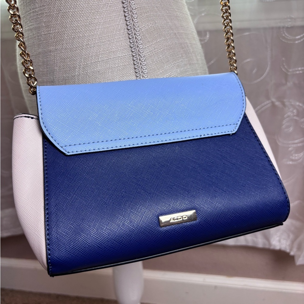Aldo Rotella Crossbody Bag, Navy, Blue, Cream, with Gold Tone Hardware - Picture 5 of 14